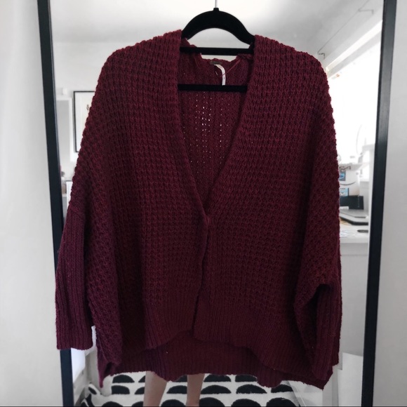 Free People Sweaters - Free People burgundy knitted cardigan